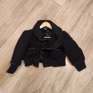 Bebe Black Jacket with Ribbed Details